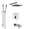 Chrome Tub and Shower Faucet Set with Rain Shower Head and Hand Shower